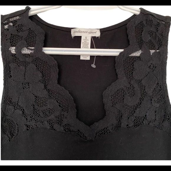 Ambiance black tank size small lace detail NWOT - Picture 3 of 3